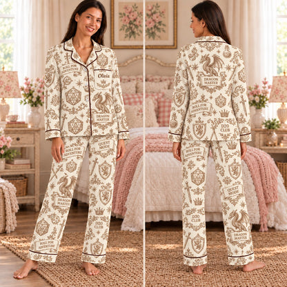 Dungeons and Dragons satin pajamas Design 3 – front and back view