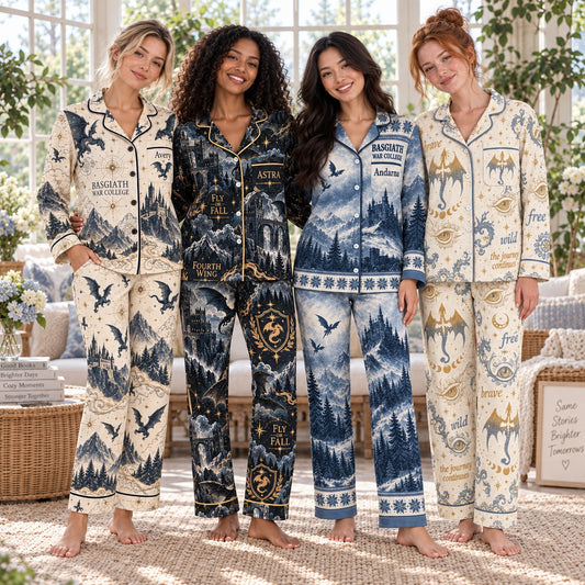 Fourth Wing satin pajamas – personalized matching PJ sets with custom names