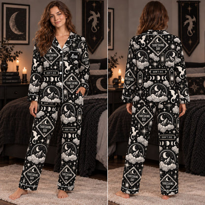 Fourth Wing satin pajamas Design 2 – front and back view