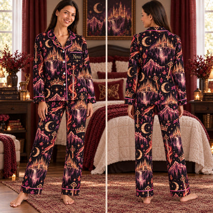 Throne of Glass satin pajamas Design 4 – front and back view