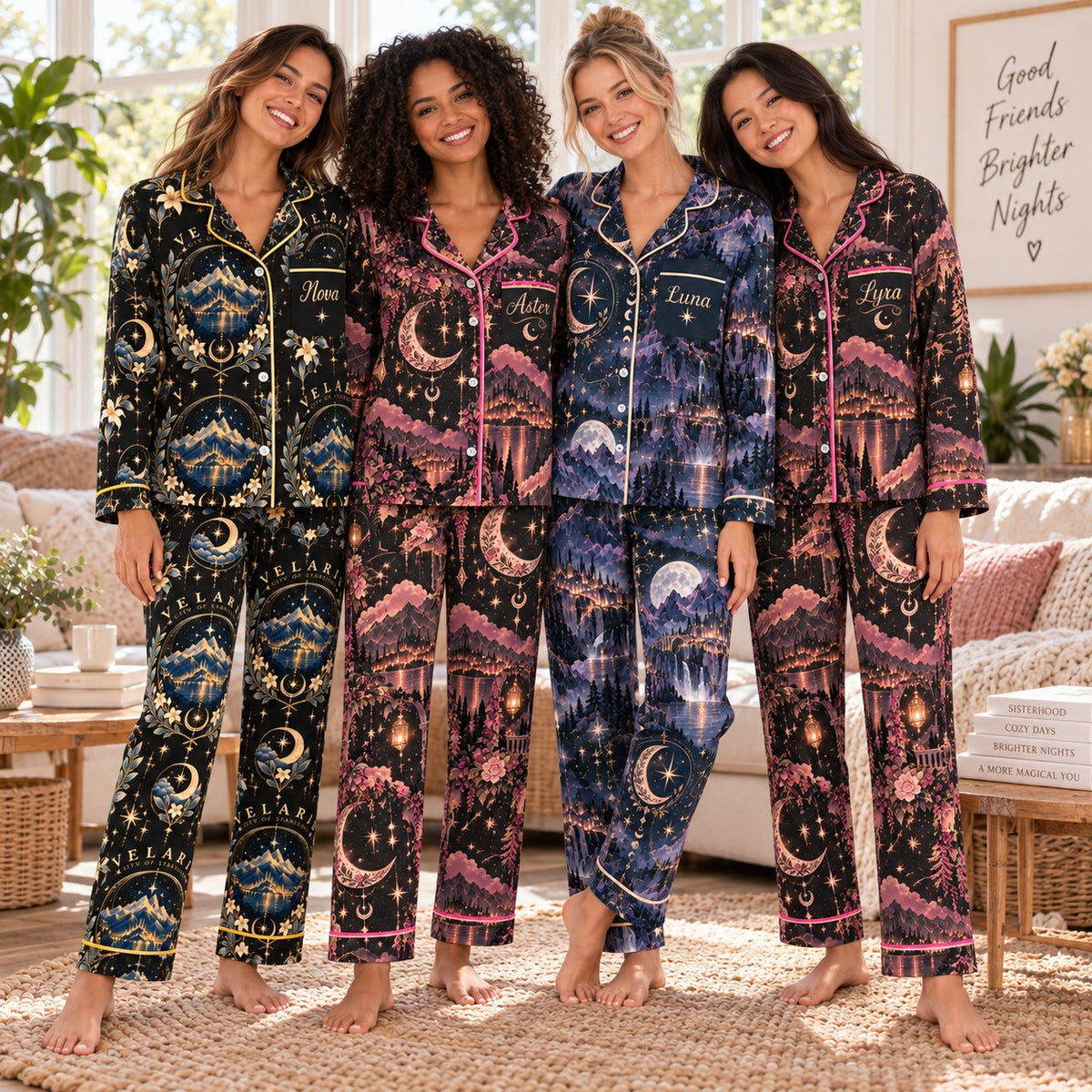 ACOTAR satin pajamas – personalized matching PJ sets with custom names