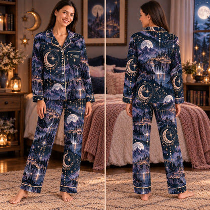 ACOTAR satin pajamas Design 1 – front and back view