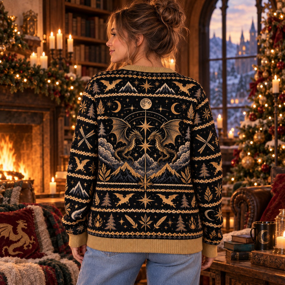 Survived Basgiath knit ugly Christmas sweater - back