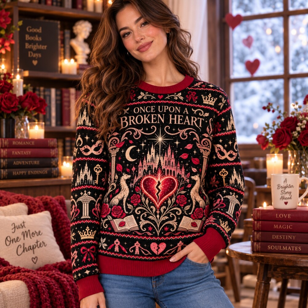 Fantasy Romance Christmas Sweatshirt, Enchanted Fox Bookish Sweater, Fairytale Holiday , Reader Christmas Gift