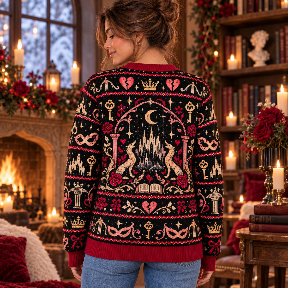 Once Upon a Broken Heart knit ugly Christmas sweater - back