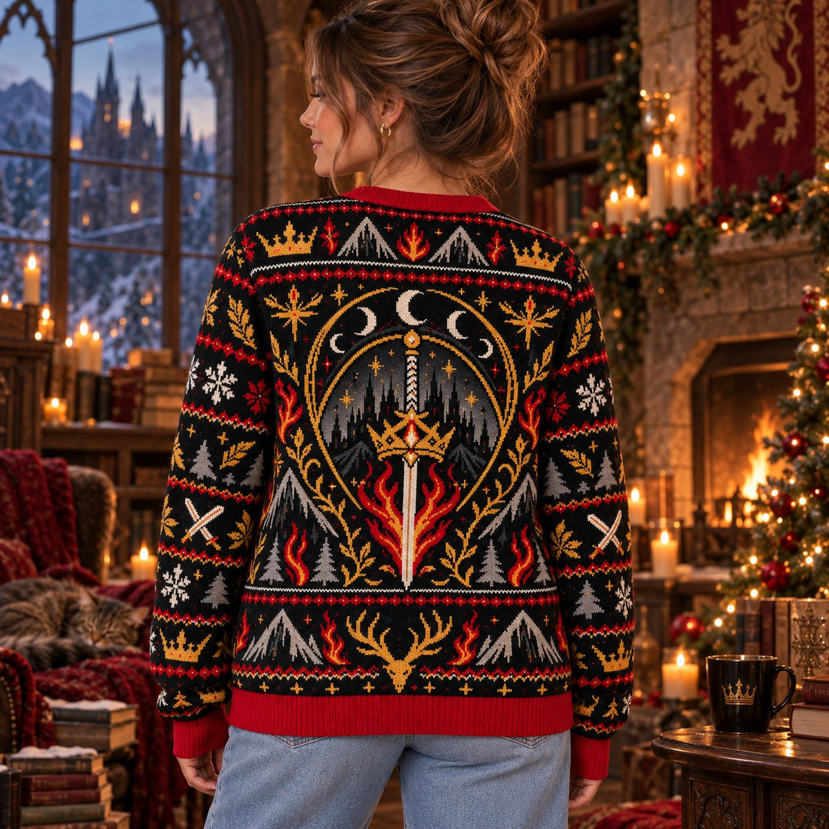 Kingdom of Ash To Whatever End knit ugly Christmas sweater - back