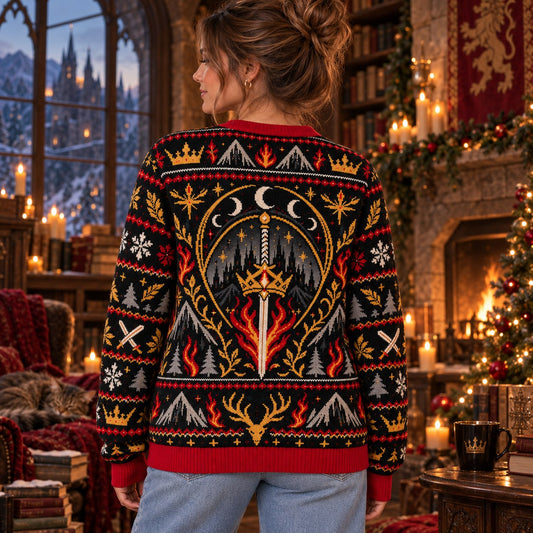 Kingdom of Ash To Whatever End knit ugly Christmas sweater - back