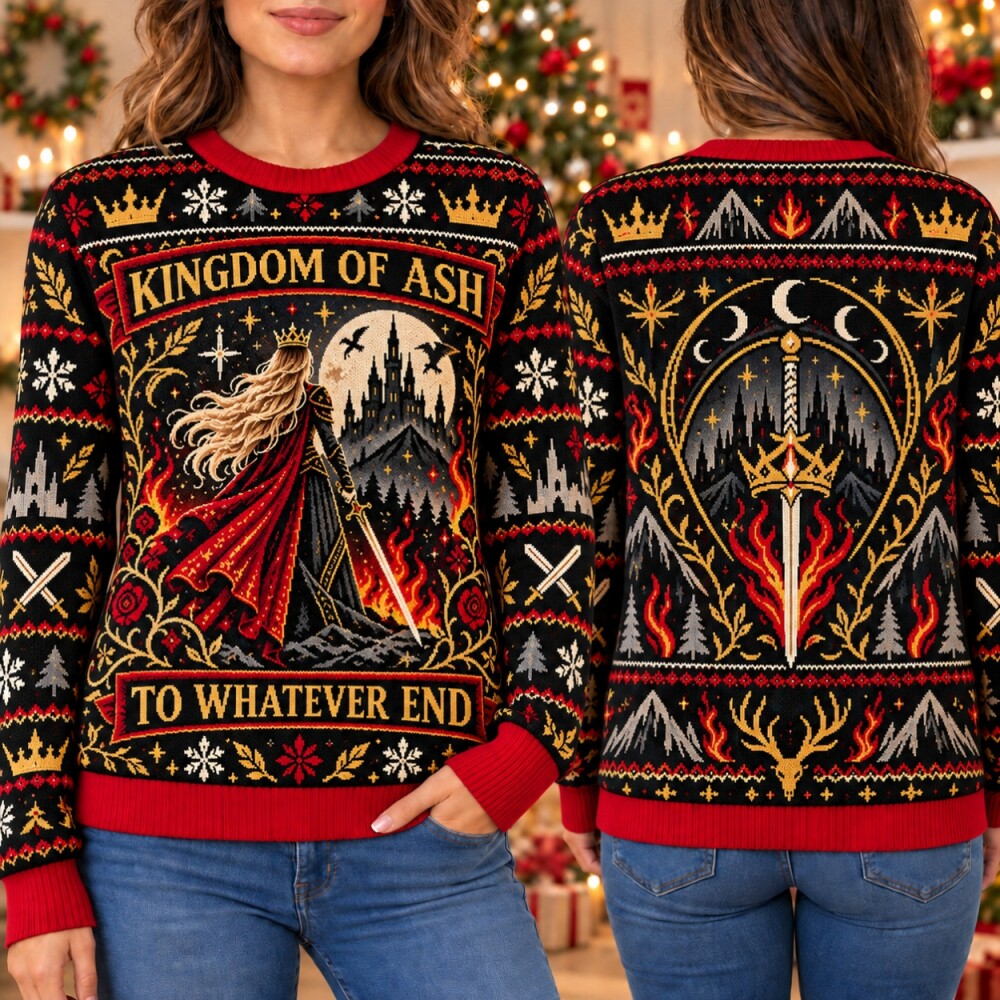 Fantasy Queen Christmas Ugly Sweater, Fireheart Bookish Sweatshirt, Magical Kingdom Holiday Sweater, Reader Gift