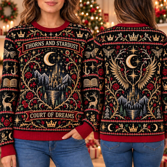 Christmas Sweatshirt - Night Sky Fantasy Court Bookish Sweater, Reader Gift