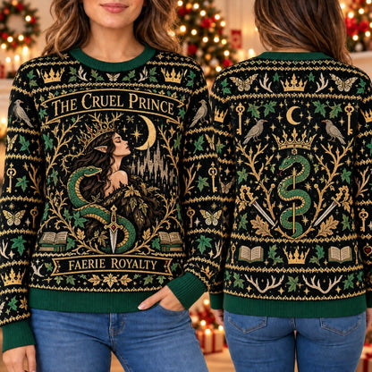 Faerie Royalty Christmas Sweatshirt, Fantasy Prince Bookish Sweater, Enchanted Holiday Sweater, Reader Gift