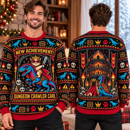 Fantasy Adventure Christmas Sweatshirt, Dungeon Bookish Sweater, LitRPG Holiday Sweater, Gamer Reader Gift