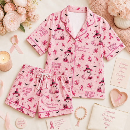 Pink Breast Cancer Awareness Family Pajamas, Pink Ribbon PJs, October Sleepwear Set, Matching Family Pajamas, Women's Pink PJs