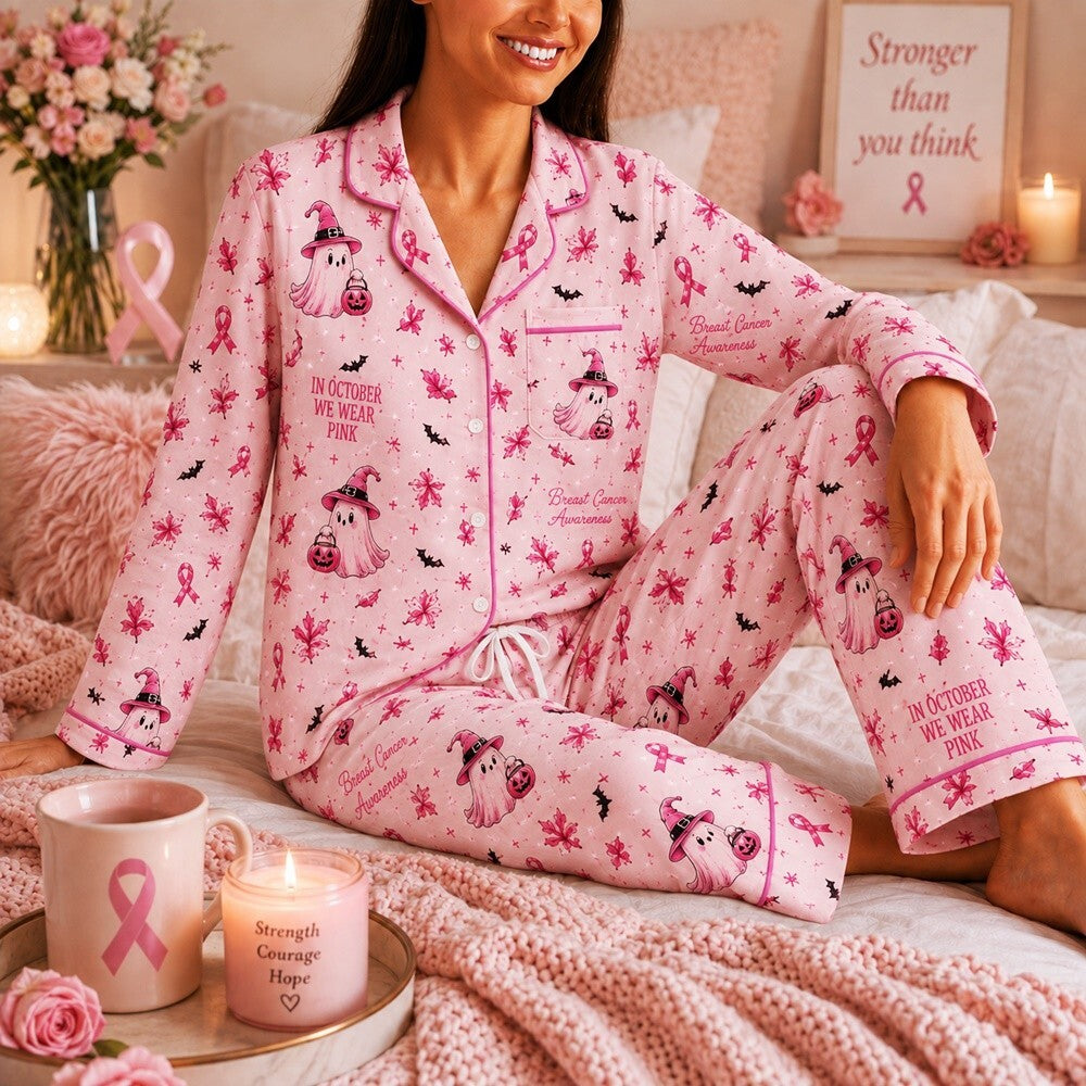 Pink Breast Cancer Awareness Family Pajamas, Pink Ribbon PJs, October Sleepwear Set, Matching Family Pajamas, Women's Pink PJs