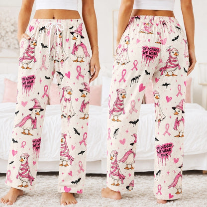 Witchy Pink Breast Cancer Satin Pajama Set, Pink Ribbon Halloween PJs, October Sleepwear, Cute Witch Pajamas, Women's Nightwear
