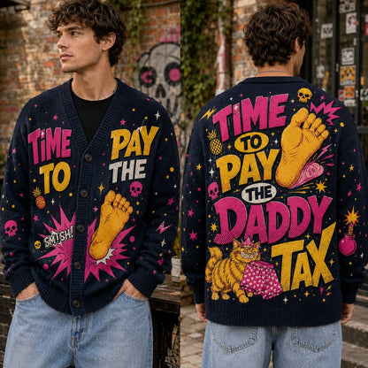 Dungeon Crawler Carl cardigan Time to Pay the Daddy Tax Princess Donut navy knit - view 1