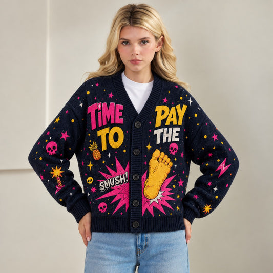 Dungeon Crawler Carl cardigan Time to Pay the Daddy Tax Princess Donut navy knit - view 3