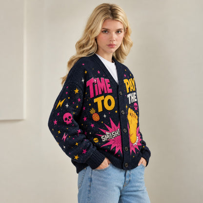 Dungeon Crawler Carl cardigan Time to Pay the Daddy Tax Princess Donut navy knit - view 5