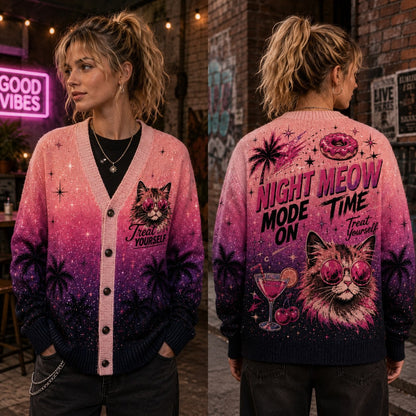 Dungeon Crawler Carl cardigan Princess Donut Night Meow Mode pink purple ombre - view 2