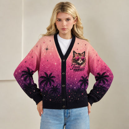 Dungeon Crawler Carl cardigan Princess Donut Night Meow Mode pink purple ombre - view 3