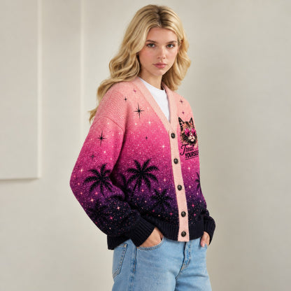 Dungeon Crawler Carl cardigan Princess Donut Night Meow Mode pink purple ombre - view 5