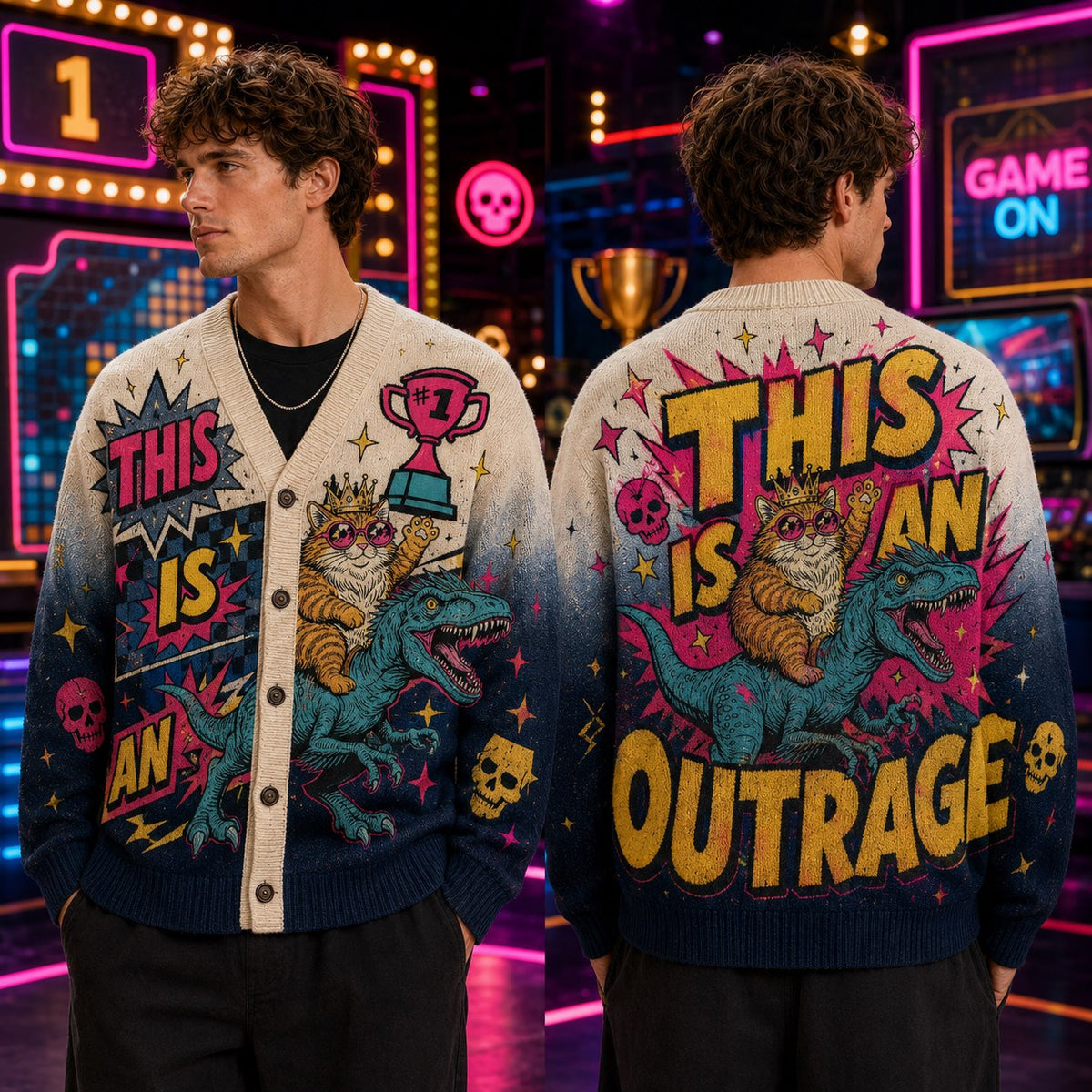 Dungeon Crawler Carl cardigan This Is an Outrage Princess Donut riding Mongo - view 1