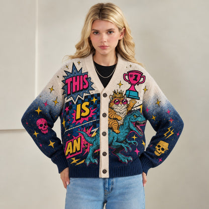 Dungeon Crawler Carl cardigan This Is an Outrage Princess Donut riding Mongo - view 3