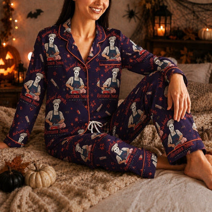 Horror Pajamas - Masked Slasher Halloween Satin Pajama Set for Women