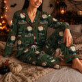 Horror Pajamas - Retro Summer Camp Slasher Satin Pajama Set for Women