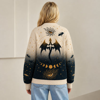 Fourth Wing cardigan Fly or Die Tairn Andarna dragon eyes ombre knit - view 4