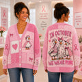 Pink Ribbon Breast Cancer Awareness Cardigan, Pink Goose Sweater, October Awareness Cardigan, Gift for Women