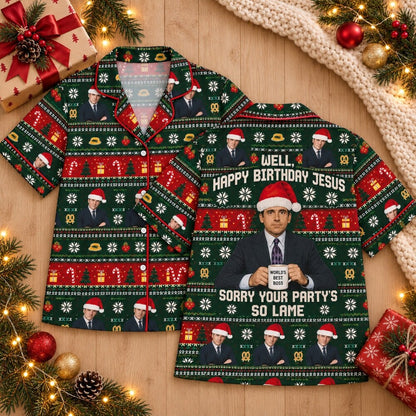 Funny Santa Hat Christmas Pajamas Set, Long Sleeve, Short Sleeve or Pajama Pants, Holiday Sleepwear