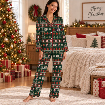Funny Christmas Quote Pajamas Set, Long Sleeve, Short Sleeve or Pajama Pants, Festive Holiday Gift