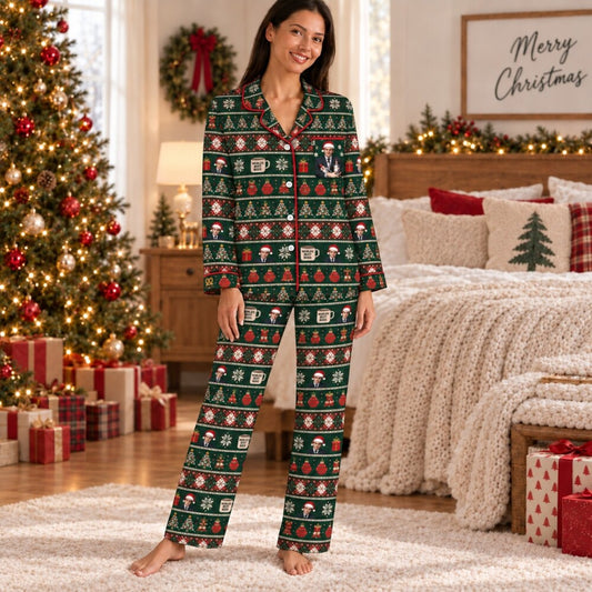 Funny Christmas Quote Pajamas Set, Long Sleeve, Short Sleeve or Pajama Pants, Festive Holiday Gift