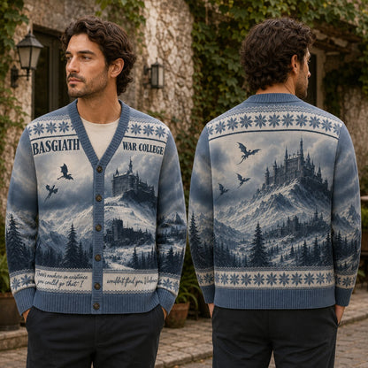 Fourth Wing cardigan Basgiath War College snowy mountain blue Fair Isle knit - view 1