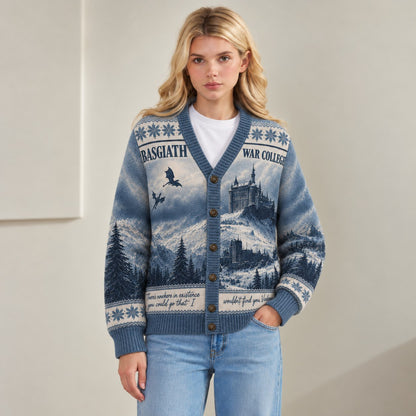 Fourth Wing cardigan Basgiath War College snowy mountain blue Fair Isle knit - view 3