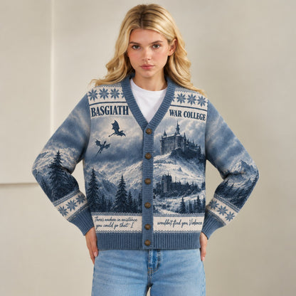 Fourth Wing cardigan Basgiath War College snowy mountain blue Fair Isle knit - view 7