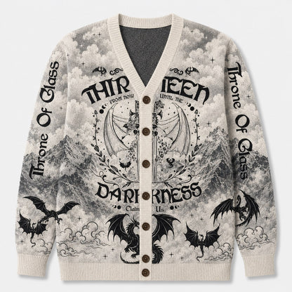 Throne of Glass cardigan The Thirteen wyvern gray toile knit - view 1