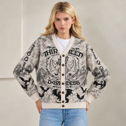 Throne of Glass cardigan The Thirteen wyvern gray toile knit - view 5