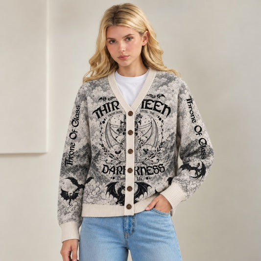 Throne of Glass cardigan The Thirteen wyvern gray toile knit - view 6