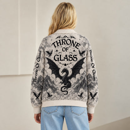 Throne of Glass cardigan The Thirteen wyvern gray toile knit - view 8