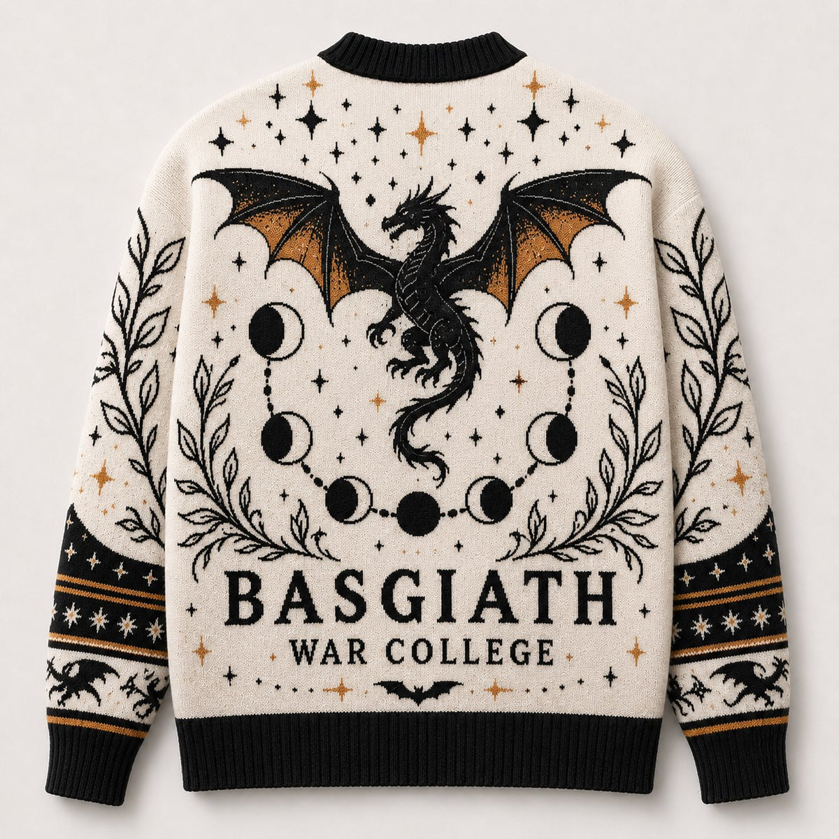 Fourth Wing cardigan Basgiath War College black dragon moon phase cream knit - view 2