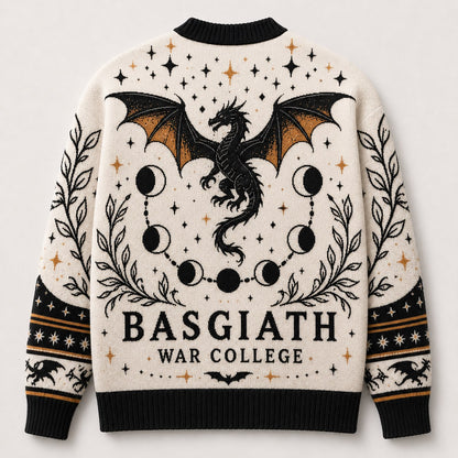 Fourth Wing cardigan Basgiath War College black dragon moon phase cream knit - view 2