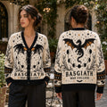 Dragon Riders Cardigan - Basgiath War College Black Dragon Moon Phase Knit Sweater, Bookish Gift