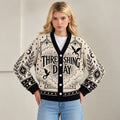 Dragon Riders Cardigan - Threshing Day Cream Dragon Emblem Knit Sweater, Empyrean Bookish Gift