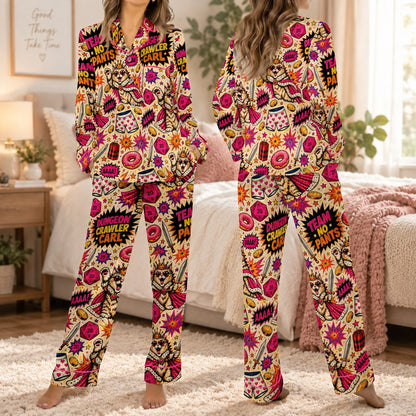 Dungeon Crawler Carl satin pajamas Design 1 – front and back view