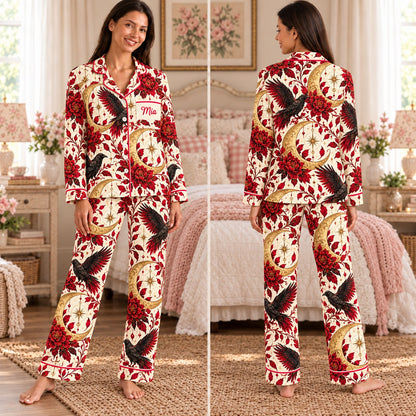 Crescent City satin pajamas Design 3 – front and back view