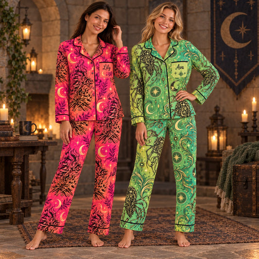 ACOTAR satin pajamas – personalized matching PJ sets with custom names
