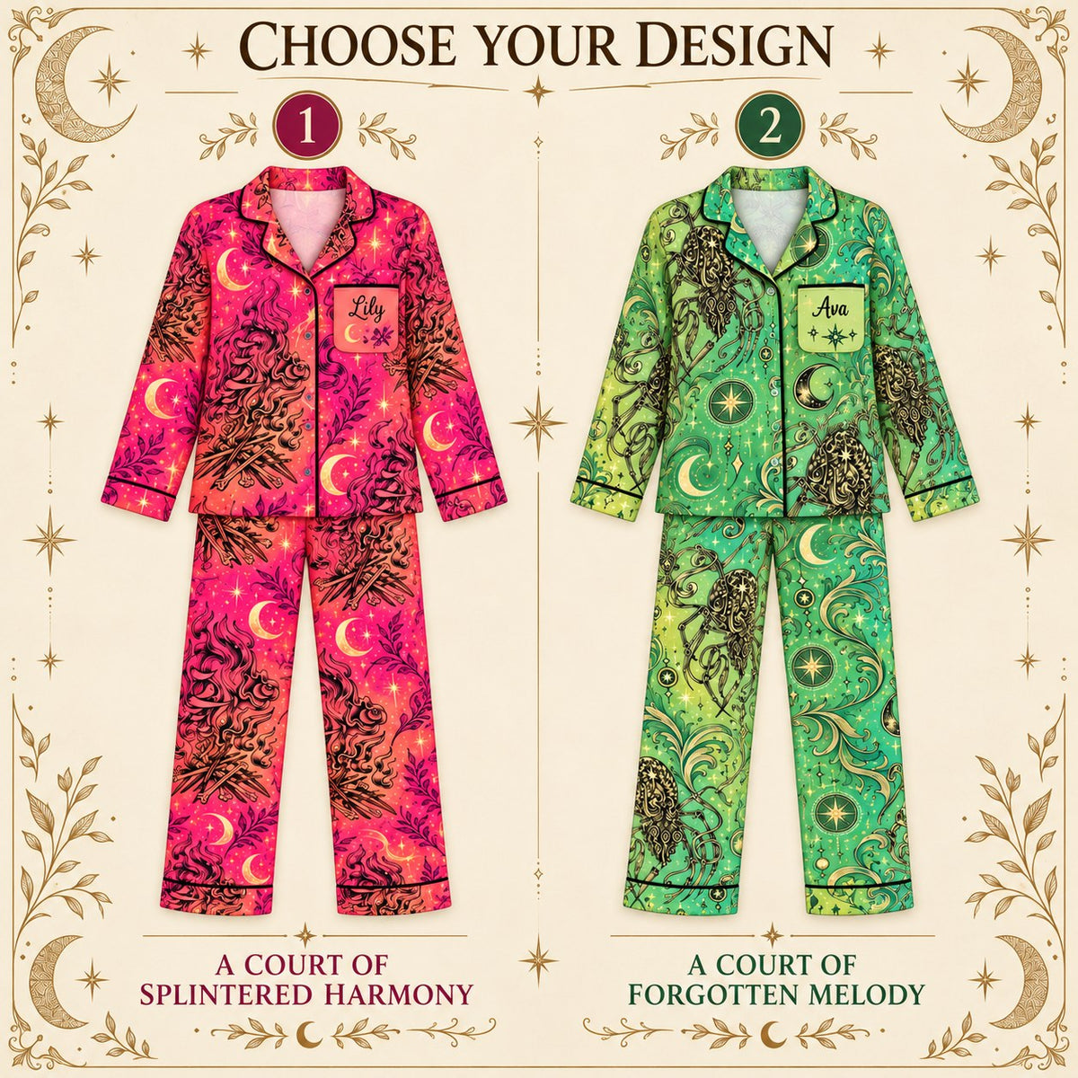 Choose your design – 2 ACOTAR satin pajama prints
