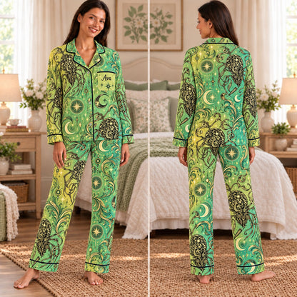 ACOTAR satin pajamas Forgotten Melody – front and back view