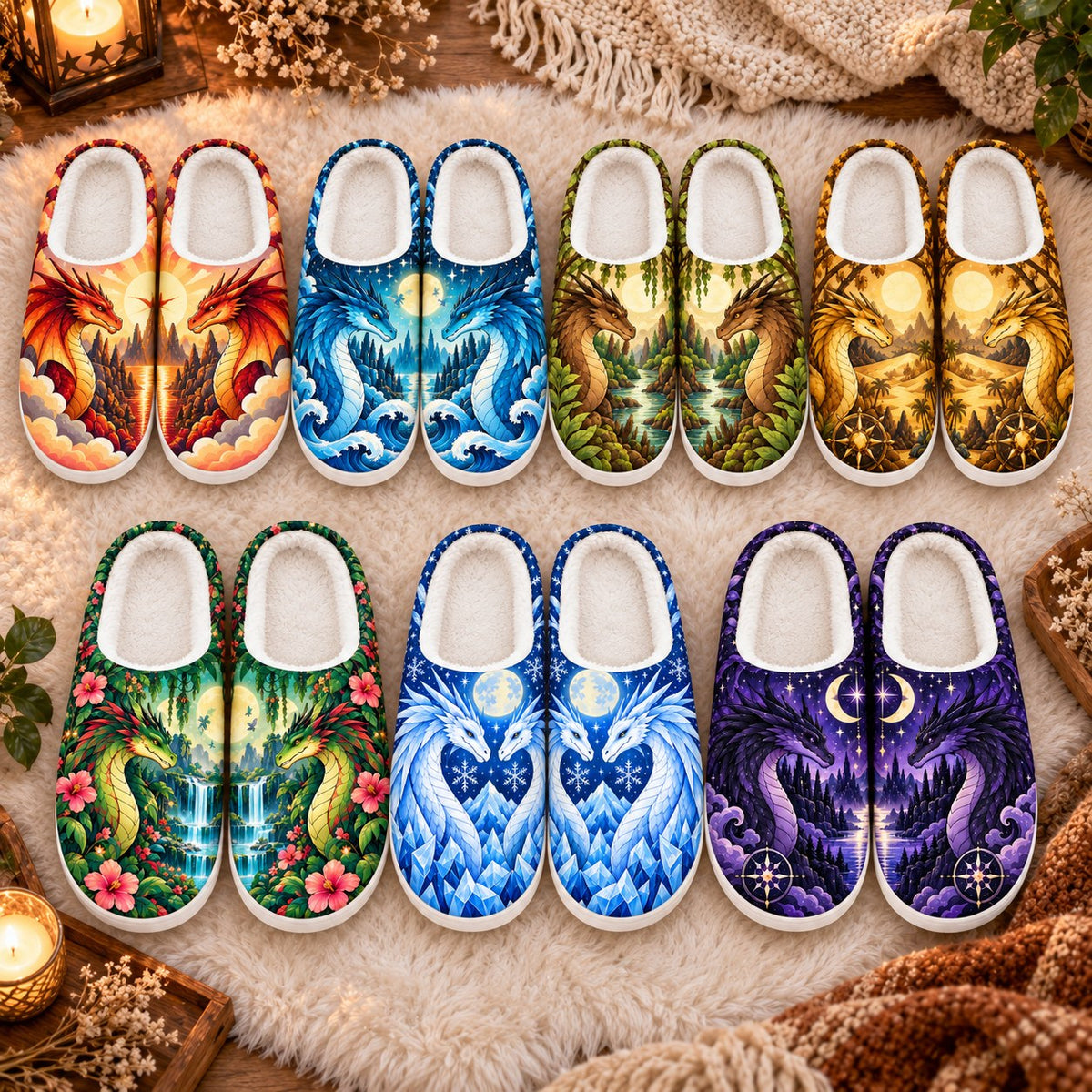 Wings of Fire Pyrrhia tribes slippers - all 7 designs